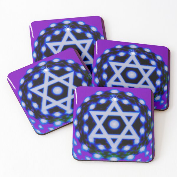 Item preview, Neon Star of David Mandala designed and sold by bubblegoth.