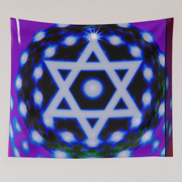 Item preview, Neon Star of David Mandala designed and sold by bubblegoth.