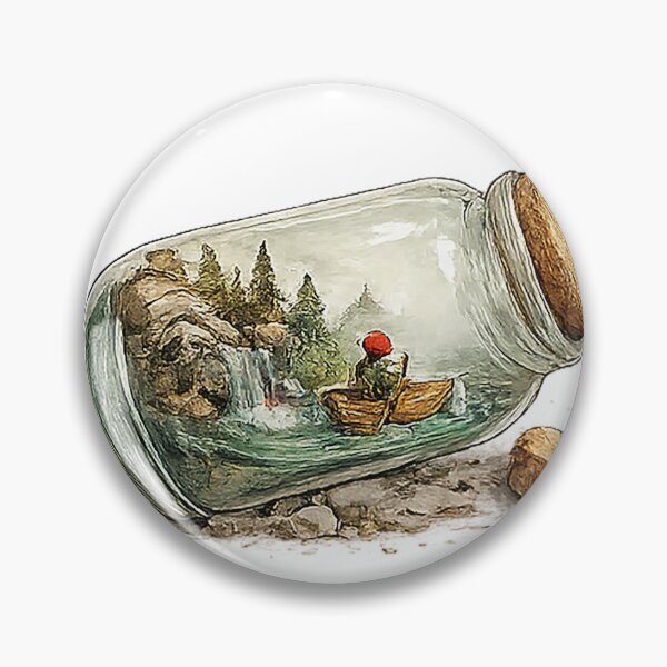 Item preview, Tiny River Adventure Inside a Glass Jar Watercolor Illustration designed and sold by Sara-Ai.
