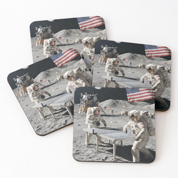 Item preview, NASA astronauts playing ping pong on the moon designed and sold by WiseBow.