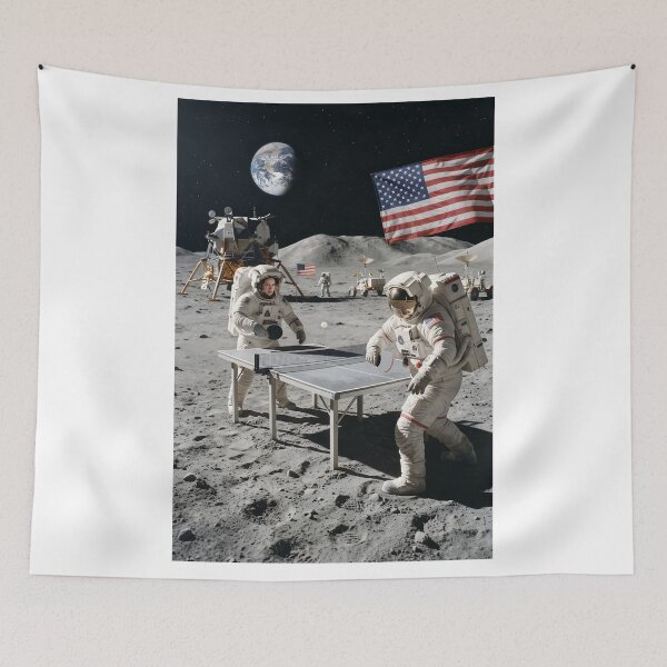 Item preview, NASA astronauts playing ping pong on the moon designed and sold by WiseBow.