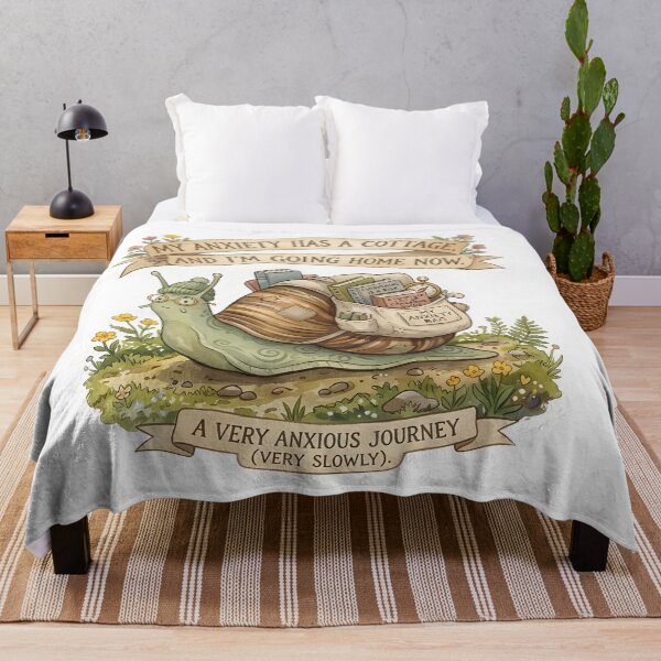 Item preview, My Anxiety Has A Cottage Funny Snail Cute Mental Health Quote designed and sold by Lu7u.