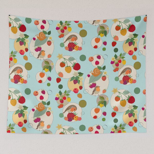 Item preview, Rainbow Raspberries & Robin Geometric Circle Pattern designed and sold by Vibria Pattern Studio.