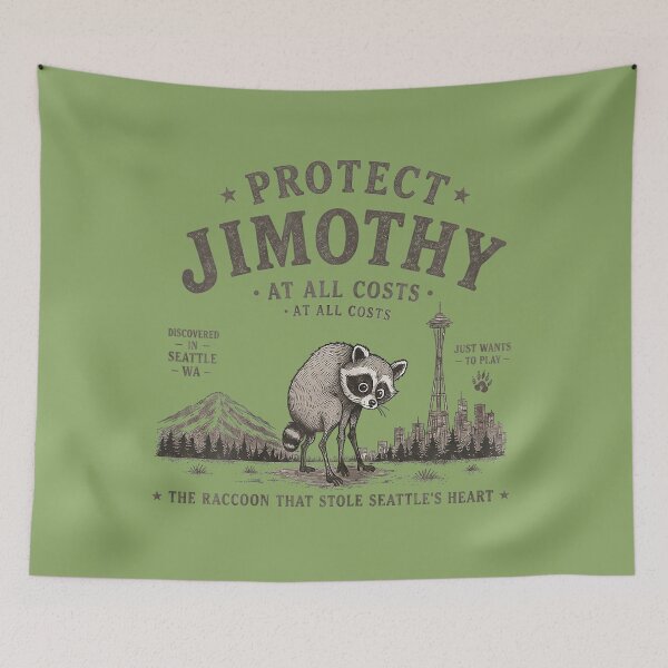 Item preview, Protect Jimothy Raccoon Seattle WA Funny Pet Wildlife Humor designed and sold by ArleneRowe.
