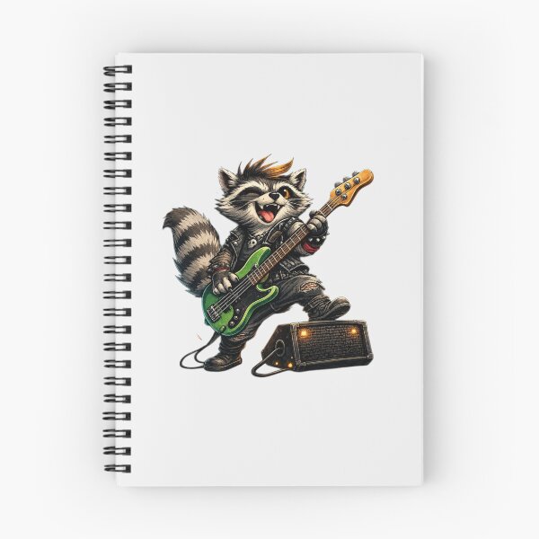Aperçu de l'œuvre Guitare basse Rockstar Raccoon créée et vendue par Safe Haven Pets.