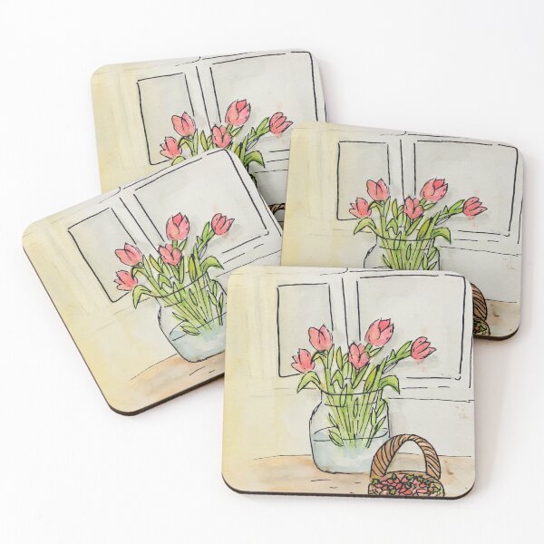Item preview, Pink Flowers & Strawberries - Floral Life Ilustration  designed and sold by lilylightstudio.
