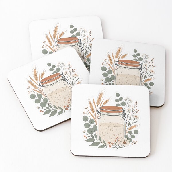 Item preview, Sourdough Starter Jar with Floral Botanicals and Wheat designed and sold by TSshirtShoppe.