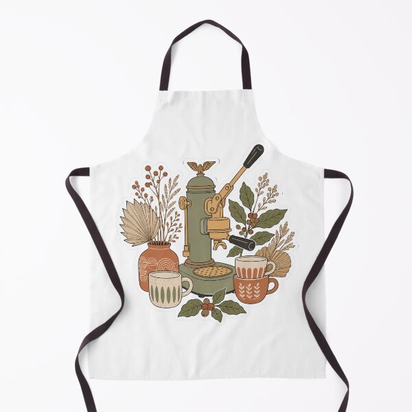 Item preview, Vintage Lever Espresso Machine with Boho Botanicals and Coffee Cups Home Espresso designed and sold by TSshirtShoppe.