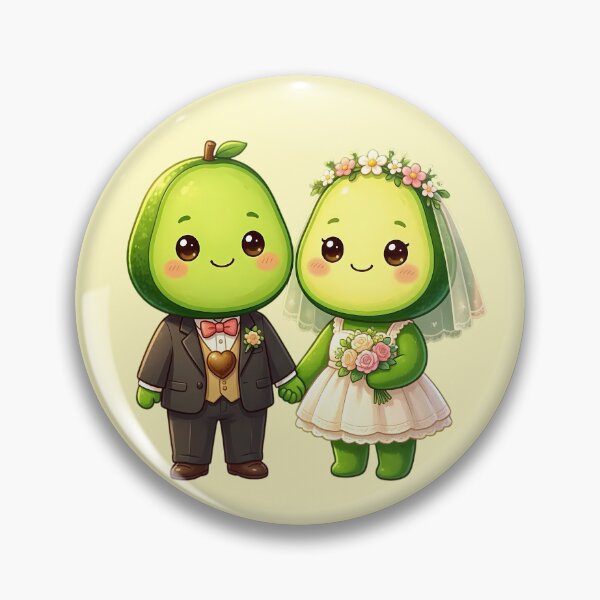 Item preview, Cute Kawaii Avocado Wedding Couple Illustration designed and sold by jo-e-basta.