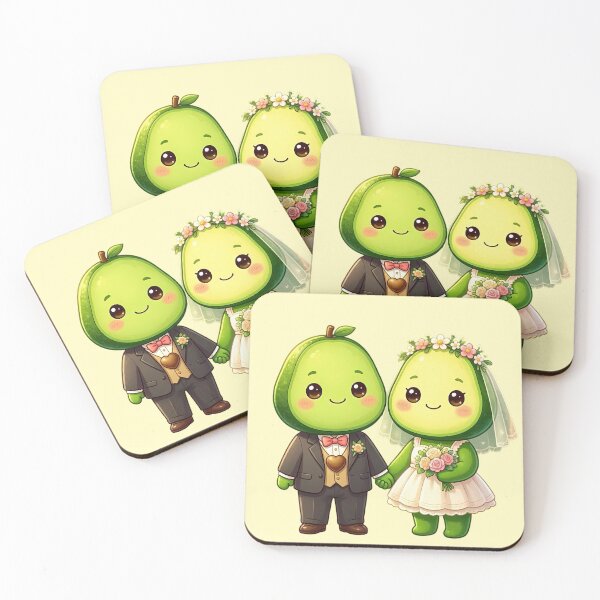 Item preview, Cute Kawaii Avocado Wedding Couple Illustration designed and sold by jo-e-basta.