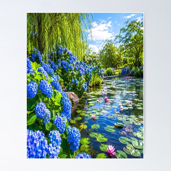 Item preview, Blue Hydrangea Pond Garden designed and sold by CyndiEpps.