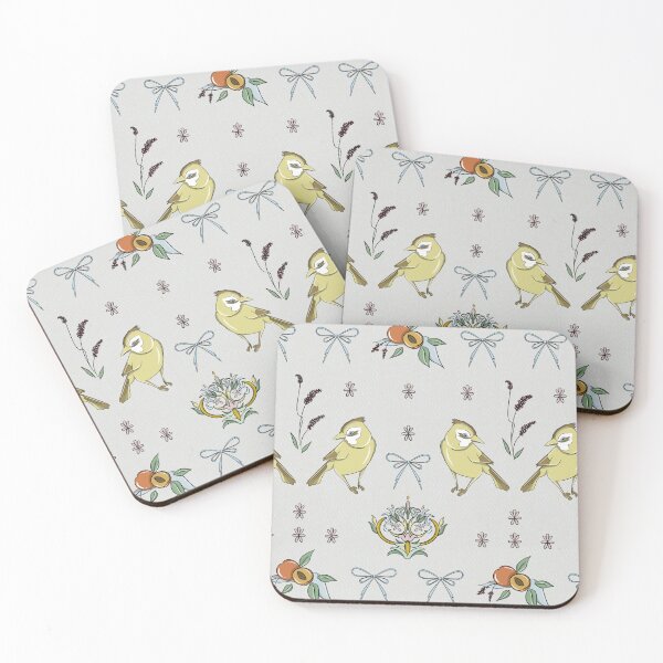 Item preview, Vintage Songbird & Blue Ribbon - Cottagecore Botanical Pattern designed and sold by Fiorart Studio .