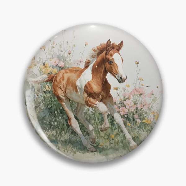 Item preview, Foal Chasing Butterflies in a Wildflower Field designed and sold by RossignolStudio.