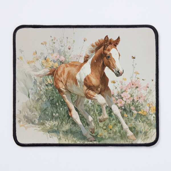 Item preview, Foal Chasing Butterflies in a Wildflower Field designed and sold by RossignolStudio.