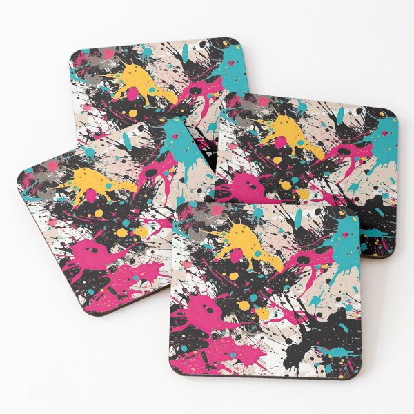 Item preview, Intense Neon Pink & Yellow Paint Splash Pattern designed and sold by VibeShift Studio.