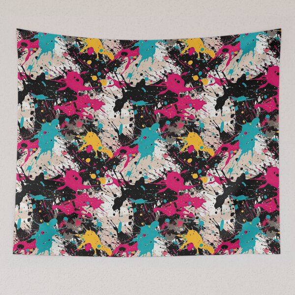 Item preview, Intense Neon Pink & Yellow Paint Splash Pattern designed and sold by VibeShift Studio.