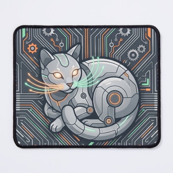 Item preview, Cybernetic Robotic Cat Tech Circuit Board Illustration designed and sold by Pride Emblem Prints.