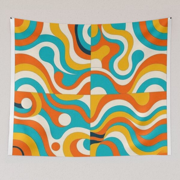 Item preview, Groovy 70s Retro Wavy Lines Psychedelic Abstract Pattern designed and sold by Dabis26.