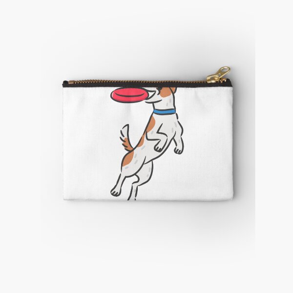 Item preview, Active Jack Russell Terrier dog jumping and catching red frisbee disc. designed and sold by monkik.