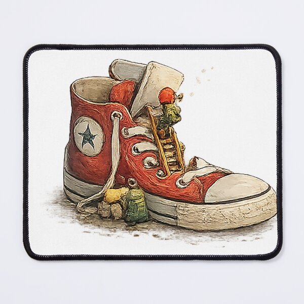 Item preview, Tiny Climber Scaling a Giant Sneaker designed and sold by Sara-Ai.