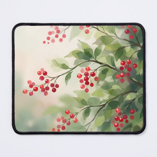 Item preview, Red Berries and Green Leaves Branch designed and sold by Neural Dream.
