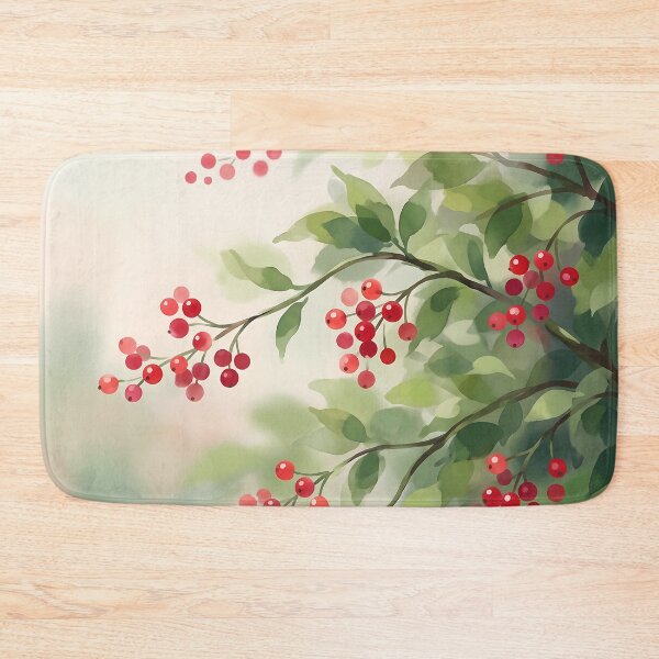Item preview, Red Berries and Green Leaves Branch designed and sold by Neural Dream.