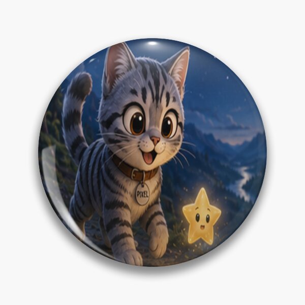 Item preview, Pixel and the Little Star – Cute Kitten Fantasy Illustration designed and sold by TitiaDesign.