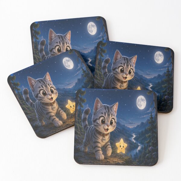 Item preview, Pixel and the Little Star – Cute Kitten Fantasy Illustration designed and sold by TitiaDesign.