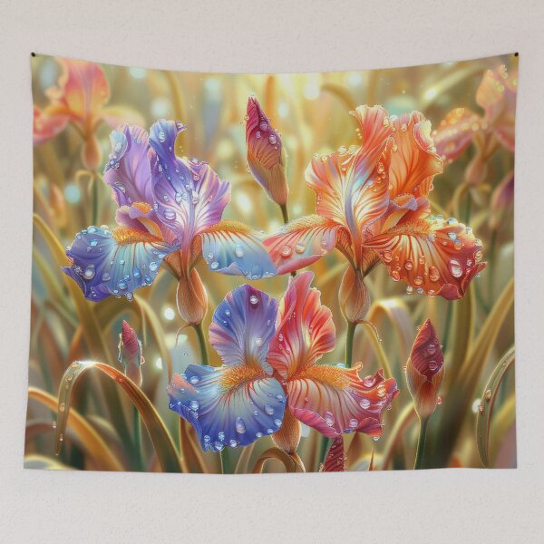 Item preview, Iris Flowers Field with Rain Drops designed and sold by MargaretWiktor.