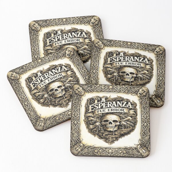Item preview, «La esperanza fue un error»: diseño tipográfico gótico oscuro con calaveras designed and sold by Alchemy Forge.