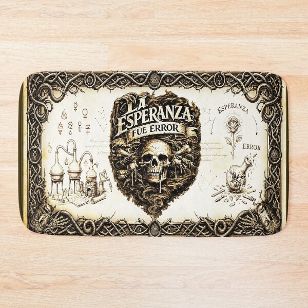 Item preview, «La esperanza fue un error»: diseño tipográfico gótico oscuro con calaveras designed and sold by Alchemy Forge.