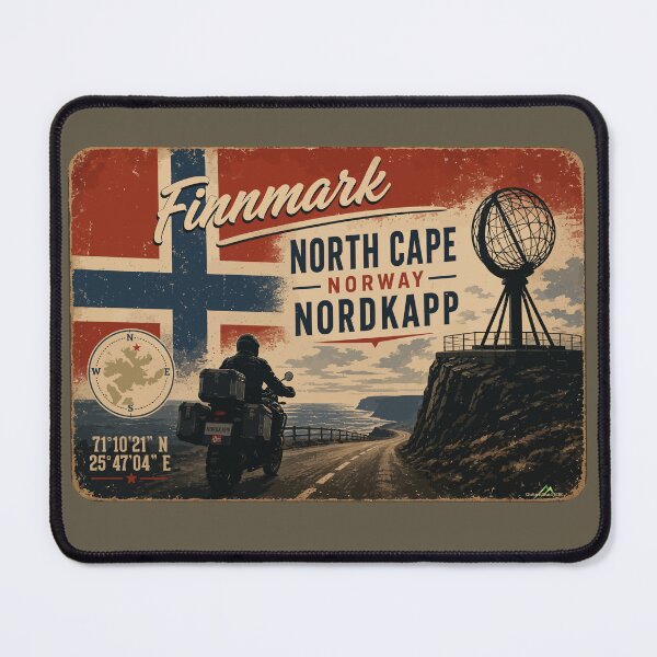 Item preview, Nordkapp North Cape Norway Motorcycle Sticker TShirt 12 designed and sold by OuterShellUK.