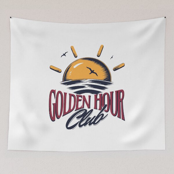 Item preview, Golden Hour Club Retro 70s Distressed Sunset Waves Vintage Graphic Warm Yellow designed and sold by illeN-Art-World.