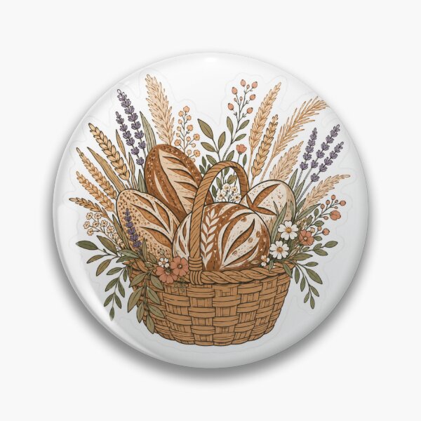 Item preview, Rustic Bread Basket with Sourdough Loaves and Wildflowers designed and sold by TSshirtShoppe.