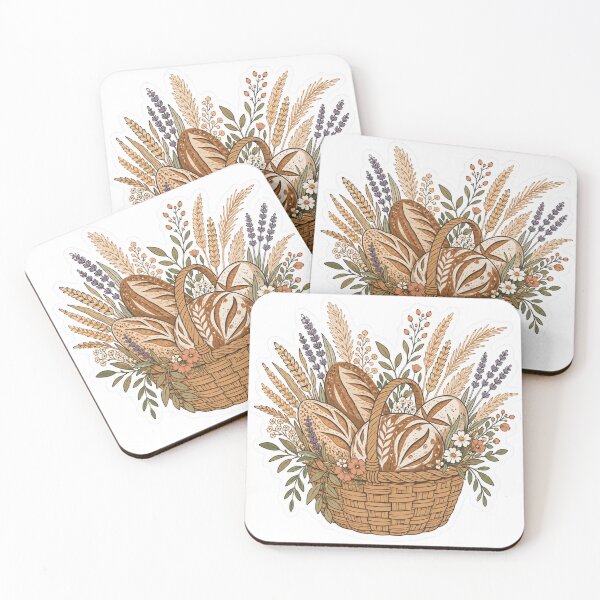 Item preview, Rustic Bread Basket with Sourdough Loaves and Wildflowers designed and sold by TSshirtShoppe.