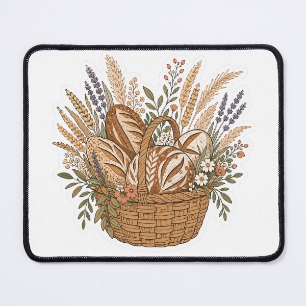 Item preview, Rustic Bread Basket with Sourdough Loaves and Wildflowers designed and sold by TSshirtShoppe.