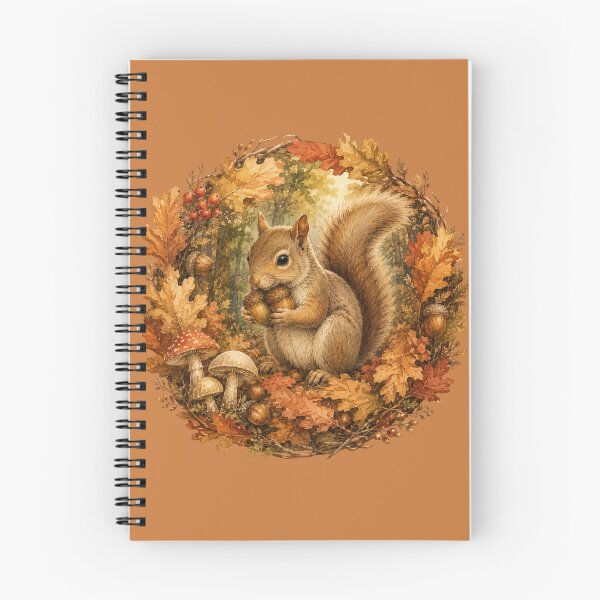 Item preview, Cottagecore Squirrel Autumn Print – Cute Acorn Oak Leaf Circle Art designed and sold by MagicMakerPh.