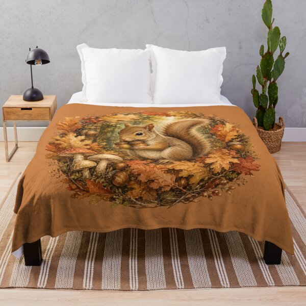 Item preview, Cottagecore Squirrel Autumn Print – Cute Acorn Oak Leaf Circle Art designed and sold by MagicMakerPh.