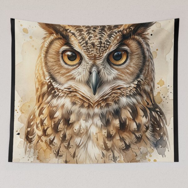 Item preview, Owl Art – Majestic Watercolor Owl Wildlife  designed and sold by OmikronStore.