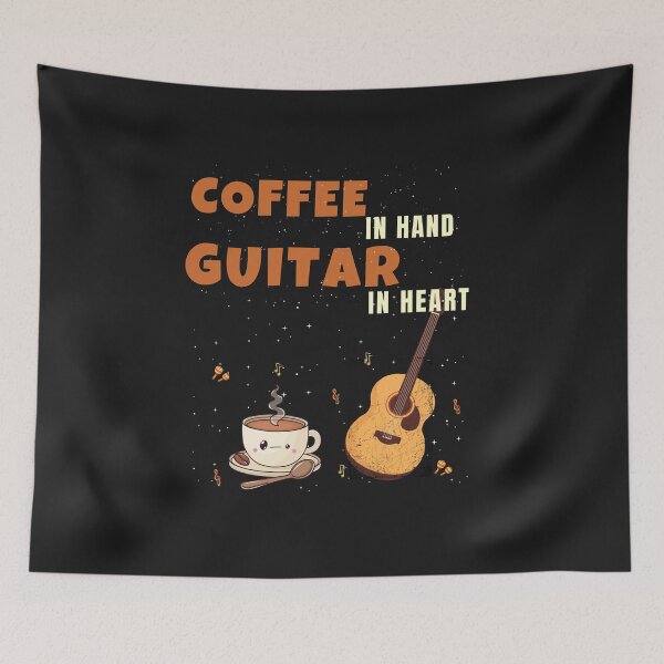 Item preview, Coffee in Hand Guitar in Heart Funny Guitar Player Design designed and sold by Joyful-Pixel.
