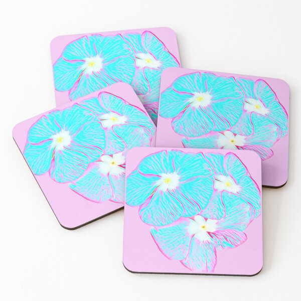 Item preview, Neon Vaporwave Periwinkle Flower Trio Pop Art Print designed and sold by BalkanBloom.