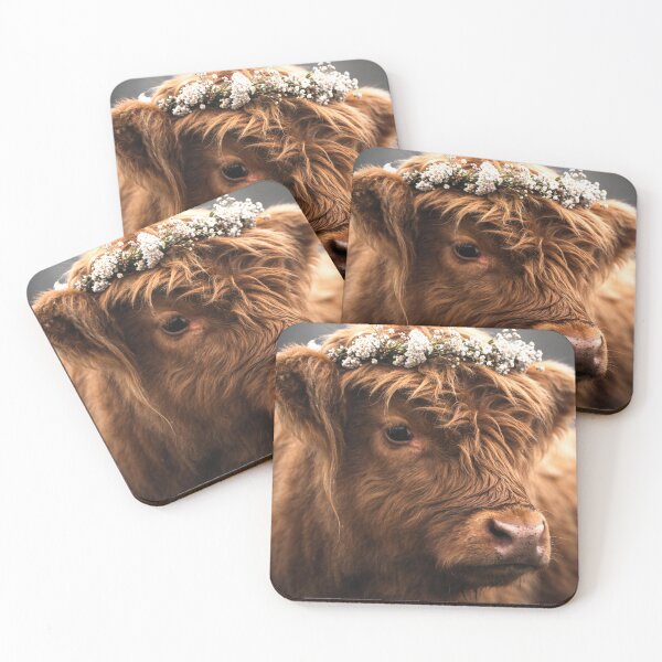 Item preview, Highland Cow Portrait Floral Crown Rustic Farm Animal Photography Cute Cottagecore Aesthetic Nature Lover Gift designed and sold by Kzara Visual.