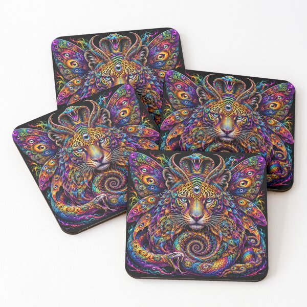 Item preview, Cosmic Leopard Ascension – Psychedelic Visionary Spirit Animal Art.PlushiWorld™ designed and sold by PLUSHIWORLDtm.