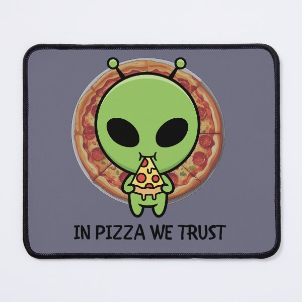Item preview, In Pizza We Trust - Funny Alien Eating Pizza designed and sold by AhmadAnnaPrints.
