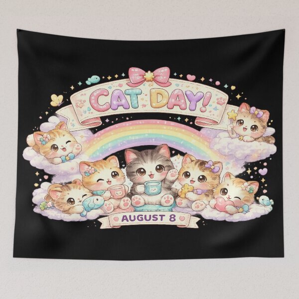 Item preview, Cute Cat Day August 8 Kawaii Rainbow Cats Celebration Aesthetic Gift designed and sold by MartBook.