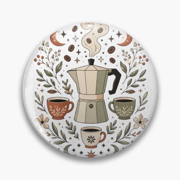 Item preview, Celestial Moka Pot with Magical Coffee Beans and Crescent Moons Home Espresso designed and sold by TSshirtShoppe.