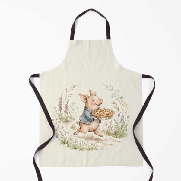Item preview, Happy Little Pig Running with a Fresh Pie Watercolor Art designed and sold by Pasteltone.