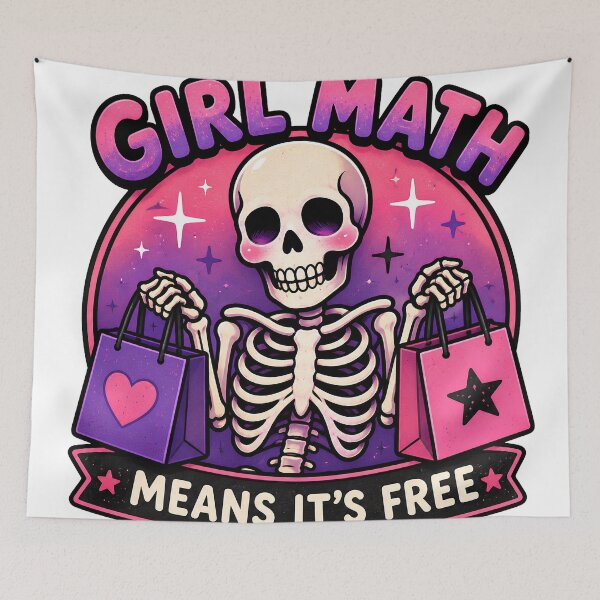 Item preview, Sarcastic Funny Skeleton Girl Shopping Math Sticker designed and sold by Little Chuu.