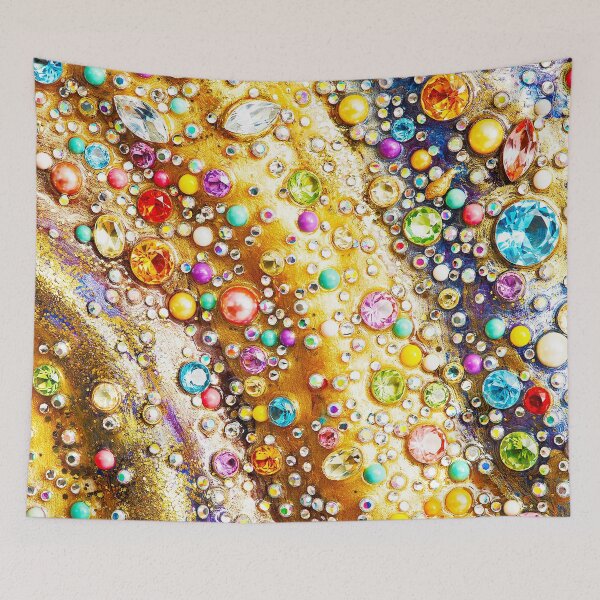 Item preview, Luxury Gemstone Mosaic Abstract | Colorful Crystal & Gold Glitter Art designed and sold by Exodoi.