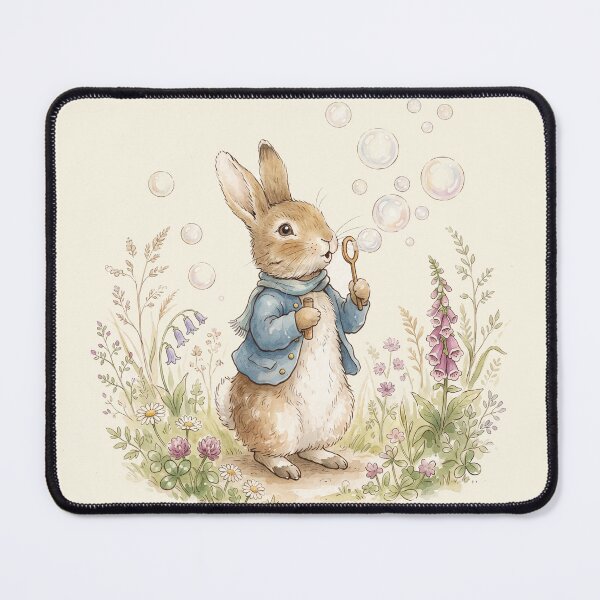 Item preview, Sweet Little Rabbit Blowing Bubbles Watercolor Illustration designed and sold by Pasteltone.